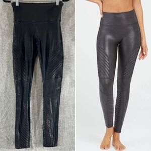 SPANX Moto Shimmer Liquid High Waisted Leggings Black Size Medium